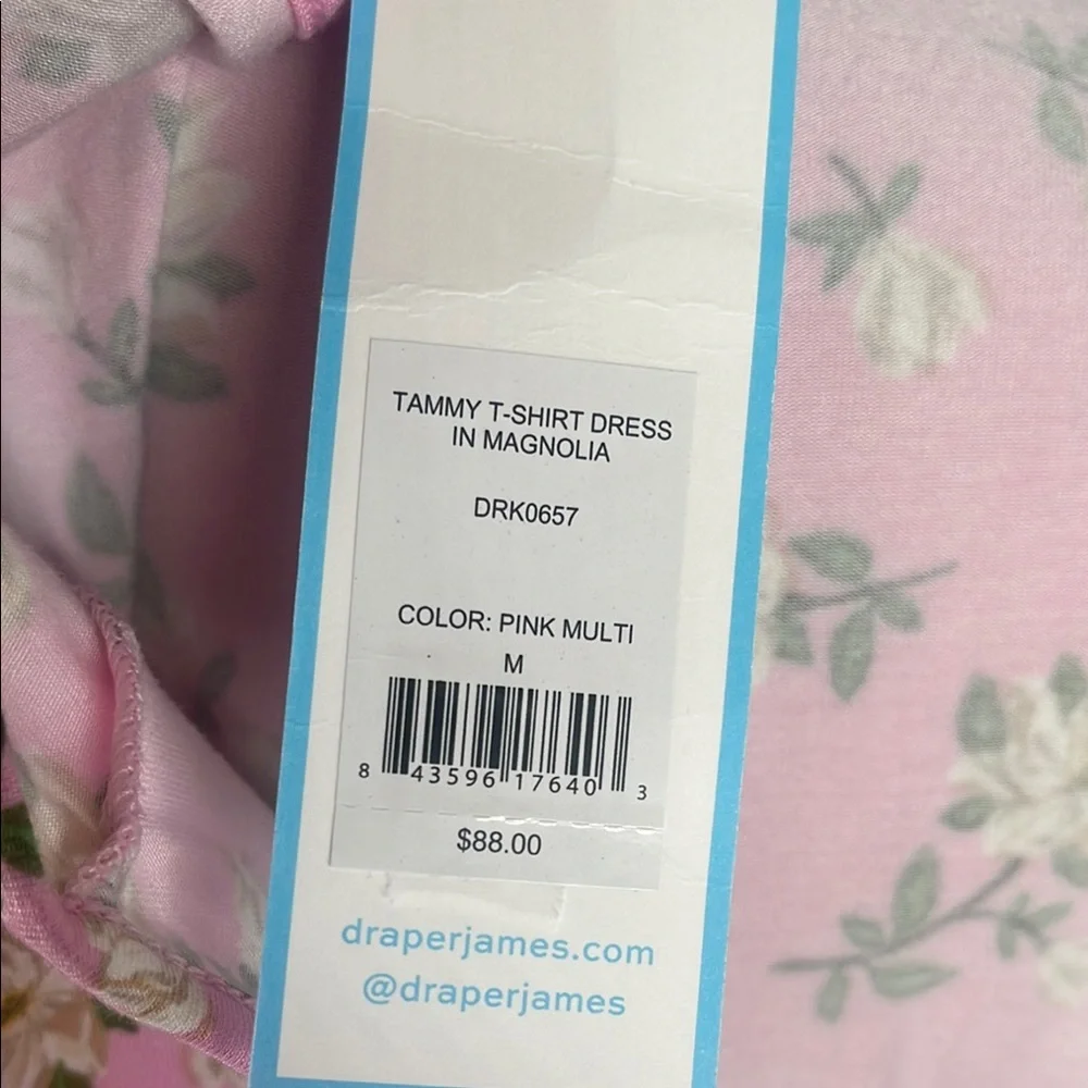 Draper James Tammy T-Shirt Dress Midi Stretch Magnolia Print NWT Sz M